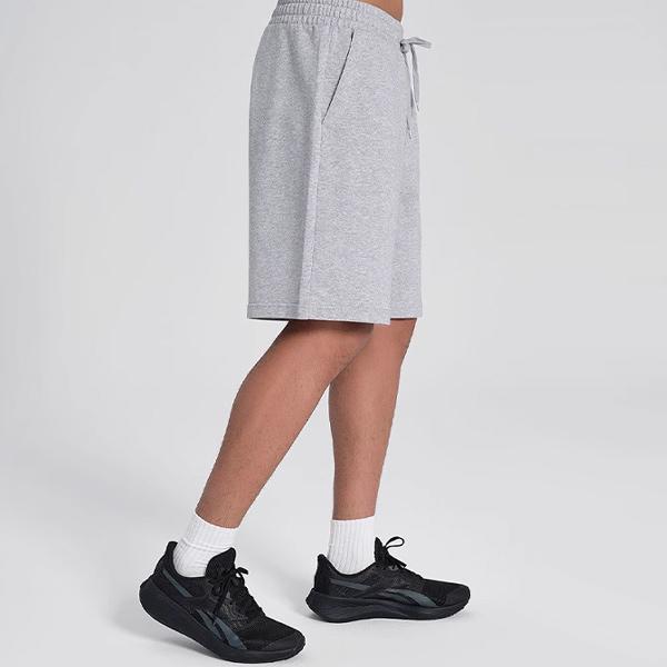 Reebok Solid Color Lace-Up Knitted Soft Comfortable Casual Shorts Unisex shorts Light-Gray 24SRM605UGG3