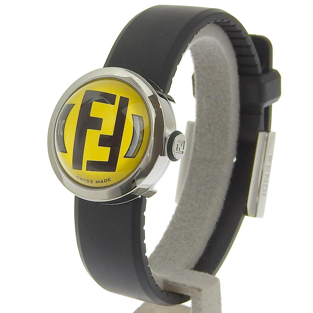 Fendi Boothra Watches 8010L Silver yellowDial Stainless Steel/rubber Quartz Analog Display Women Used