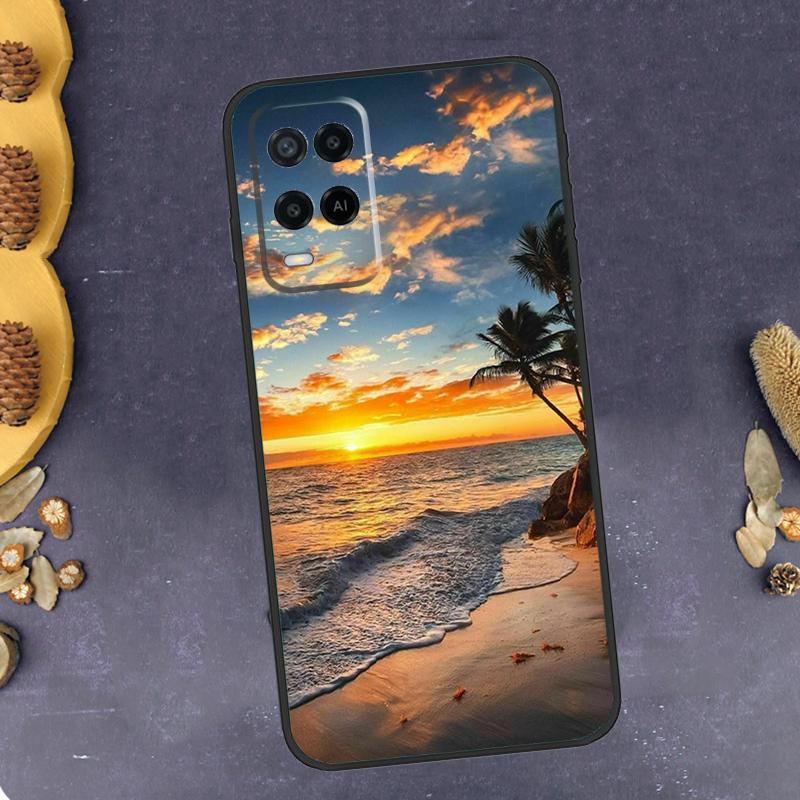 Summer Beach Sunset On Sea Phone Case For Oppo A78 A38 A58 A74 A15 A80 A60 A40 A94 A54 A98 A18 A16 A76 A96 A17 A77 A57S