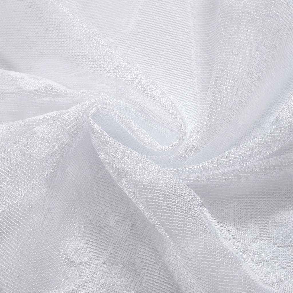 Finished Window Screen, White Flower Branch Short Curtain Semi-Blackout Window Screen Curtain