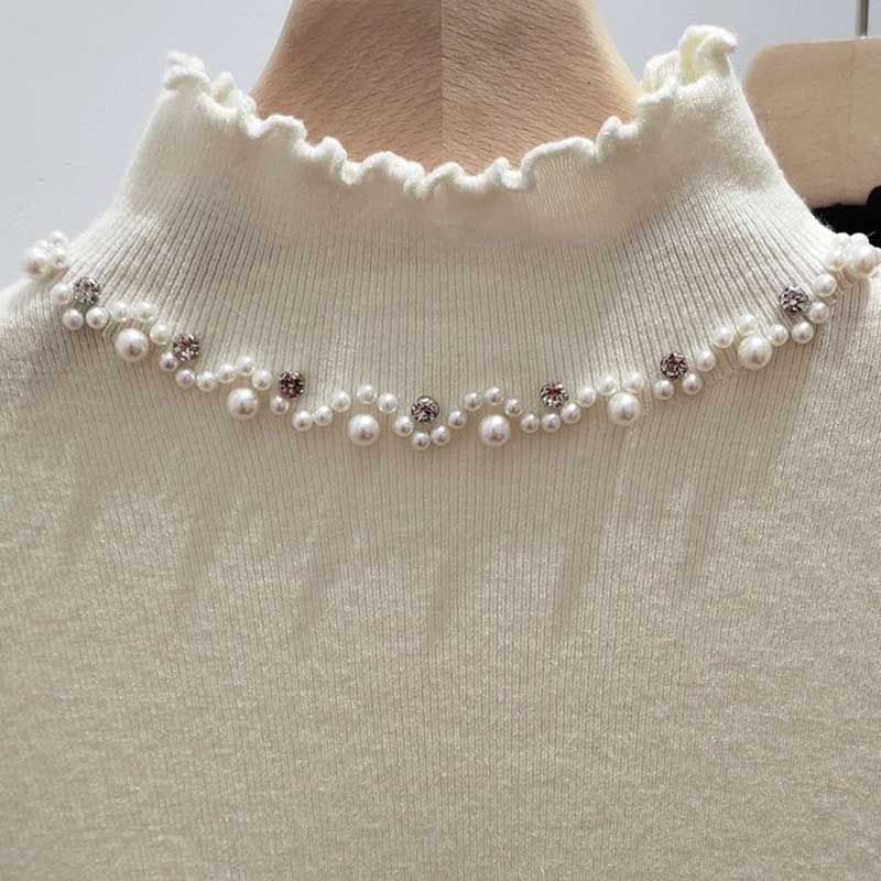 Sweater for Women Autumn Winter Thickened Warm Knitted Stretchy Long Sleeve High-neck Tops