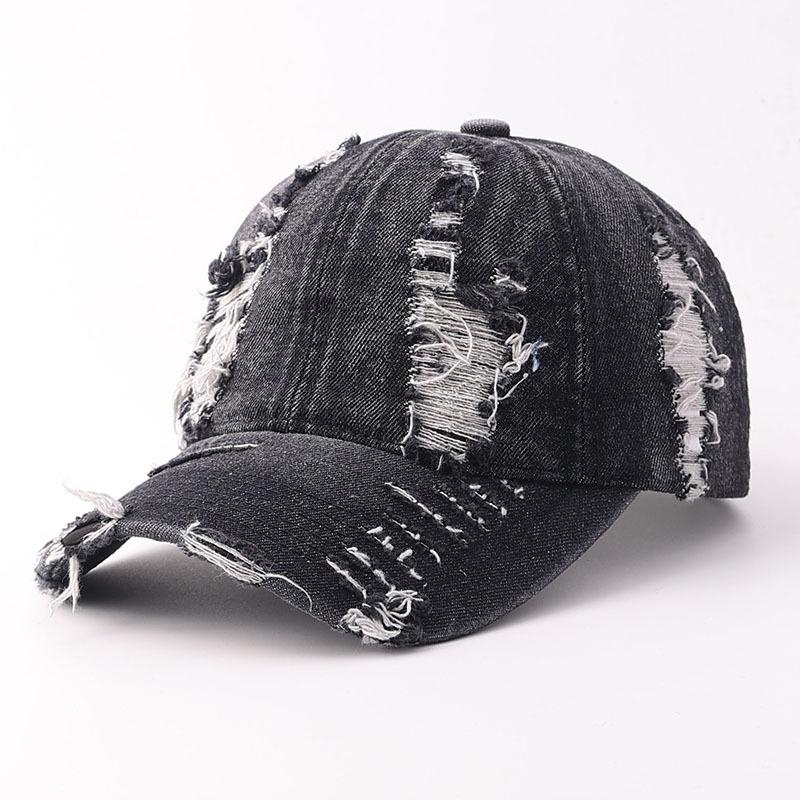 Autumn Personalized Ripped Denim Baseball Cap Trendy European and American Water Fashion Graffiti Sunshade Cap Spot