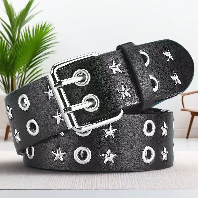 American Retro Heavy Industry Belt Accessories Women's Waist Decoration Jeans Metal Rivet Belt Wide Version