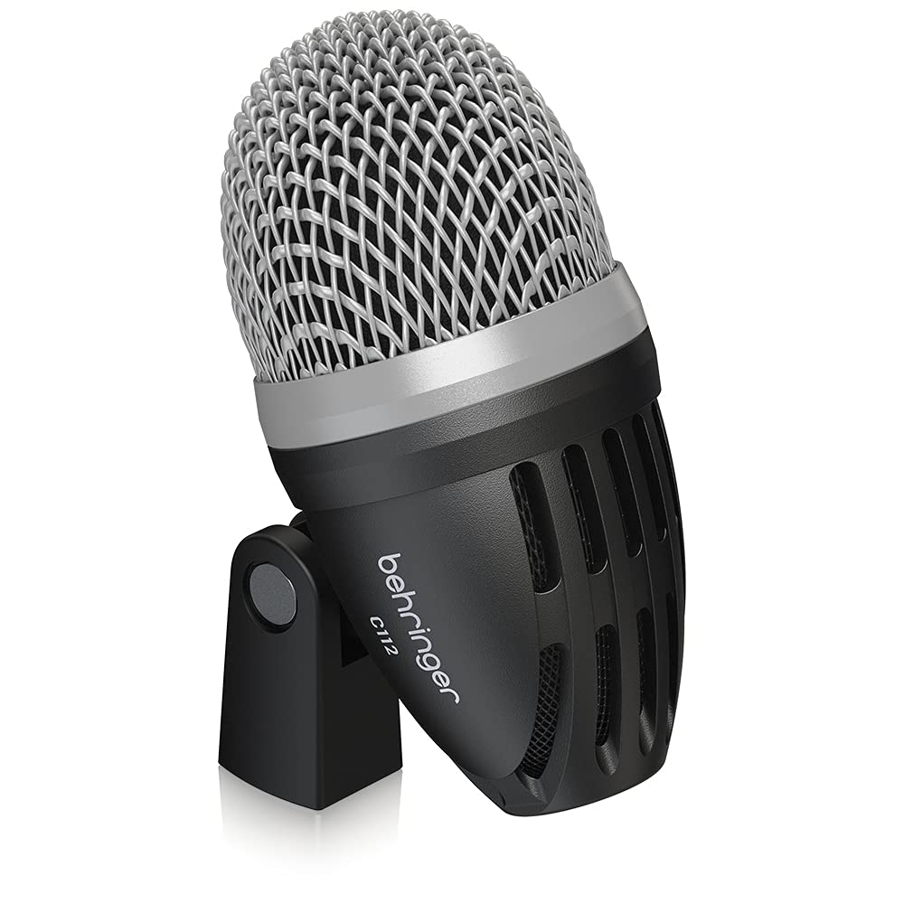Behringer C112 Dynamiczny Mikrofon Bębna Basowego z Dużą Superkardioidalną Charakterystyką Kierunkowości, Wytrzymała Metalowa Obudowa i Adapter do Statywu Mikrofonowego, Membrana, Charakterystyka, Odlew Ciśnieniowy