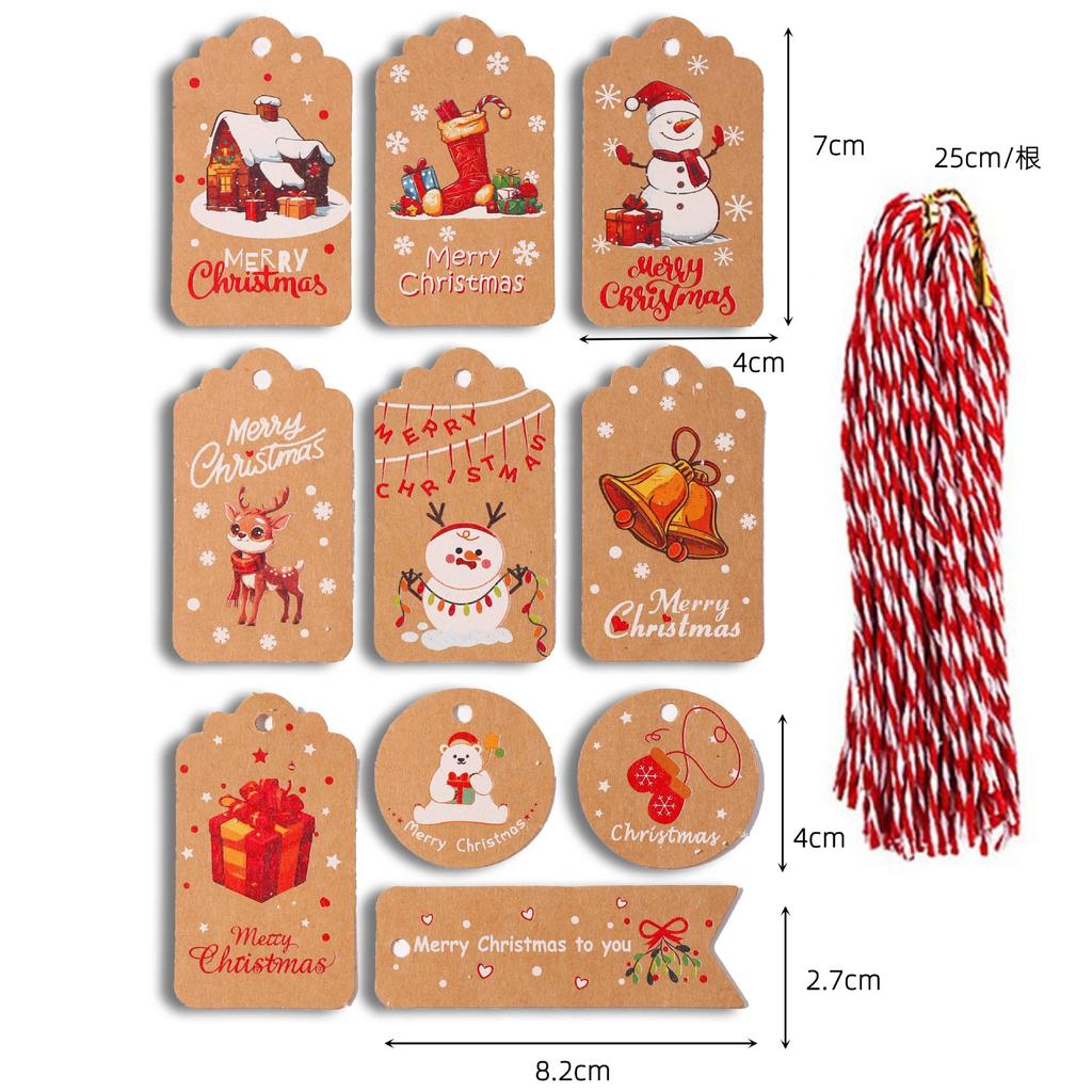 50pcs Merry Christmas Kraft Paper Tags DIY Handmade Gift Wrapping Paper Labels Santa Claus Hang Tag Ornaments Xmas Tree Decor