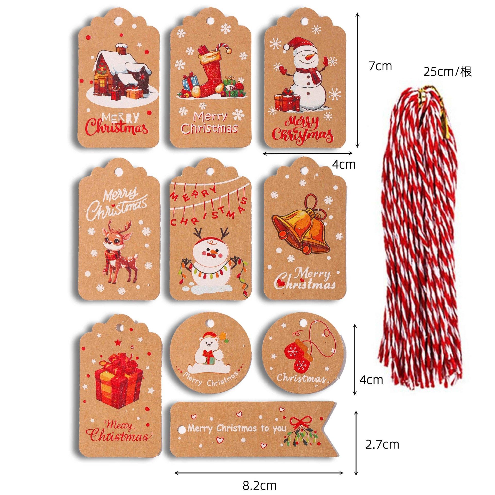 

50 шт. Бирки из крафт-бумаги «Счастливого Рождества» DIY Ручная работа Подарочные бирки для упаковки подарков Украшения Бирка с Санта-Клаусом Украшения для рождественской елки