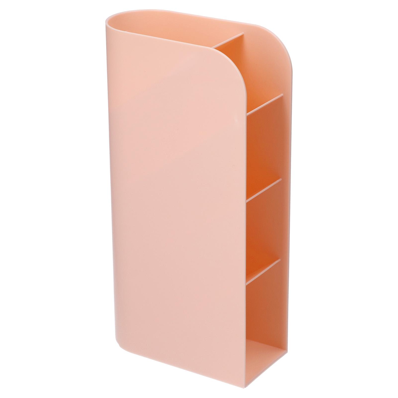 

Настольный ящик для хранения с 4 отделениями, многофункциональный, милый розовый, вертикальный органайзер для канцелярских принадлежностей для кабинета, офиса, туалетного столика