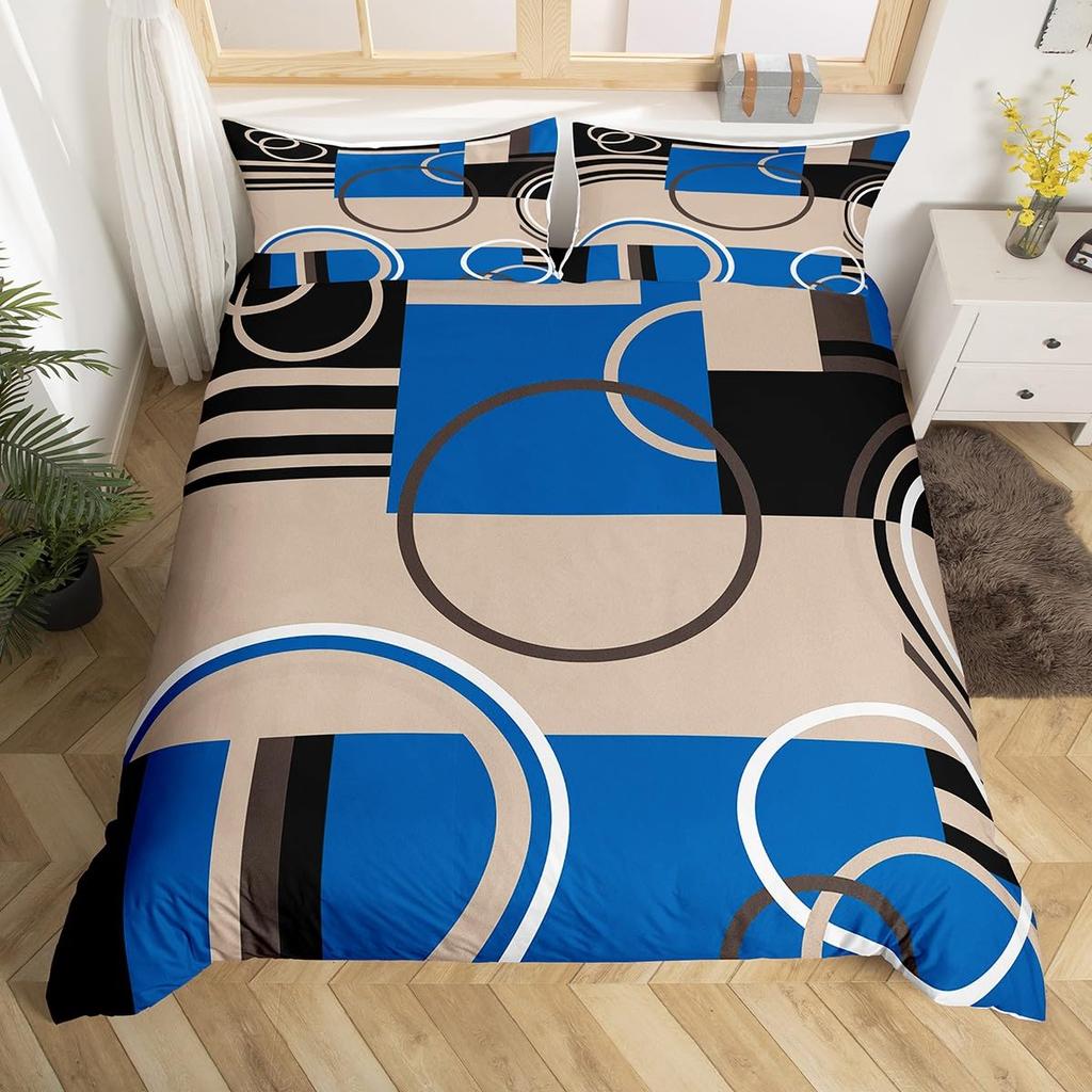 Comforter Geometry Swirls Spiral Twin King Abstract Circle Stripes Comforter Modern Graphic Geometric Plaid Bedding Set