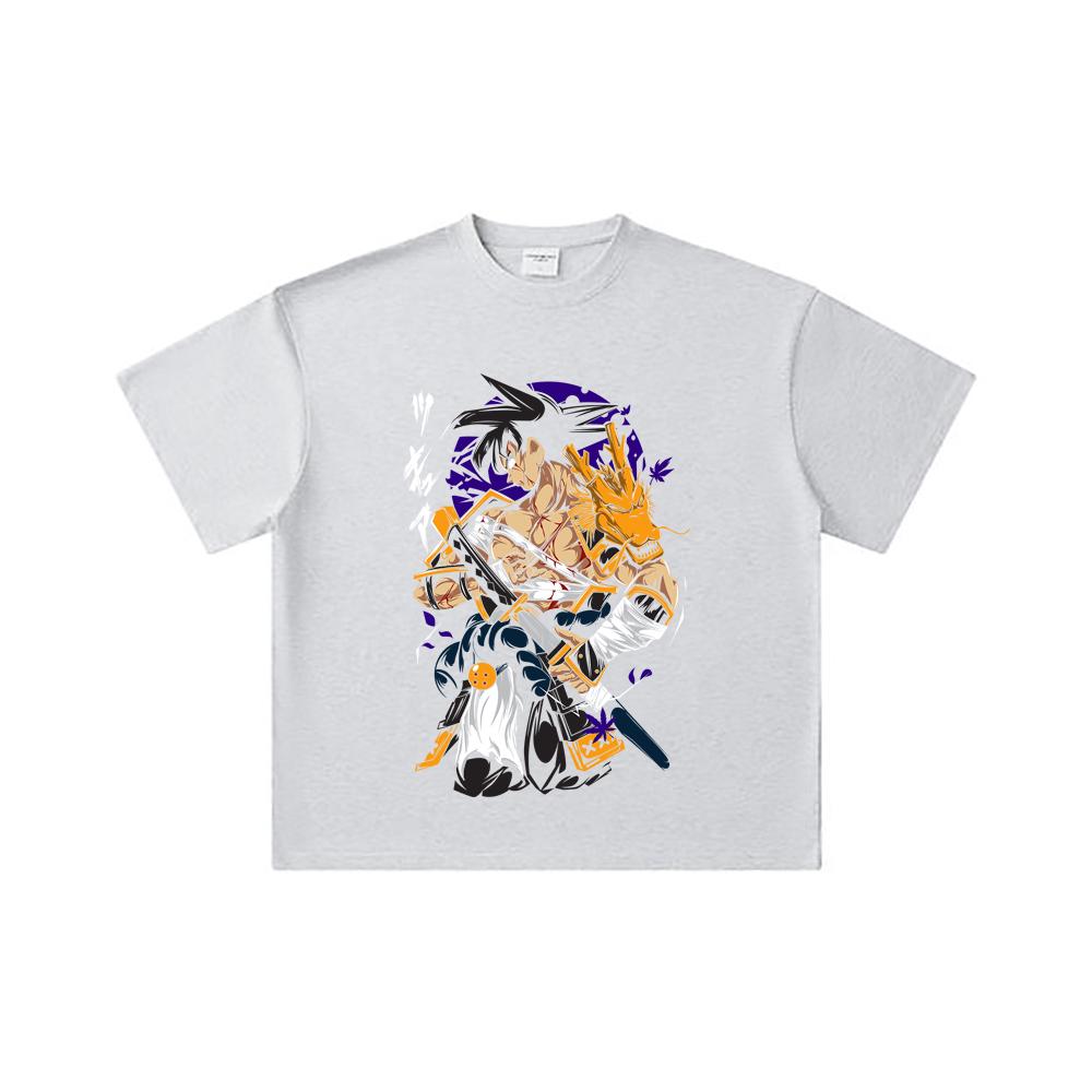 260 GSM Double Yarn 32 Count 100% Cotton Dragon Ball V68 Goku Samurai Print Unisex Heavy Cotton T Shirt