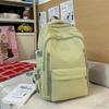 Solid Color Student Schoolbag Women's Large Capacity Backpack
