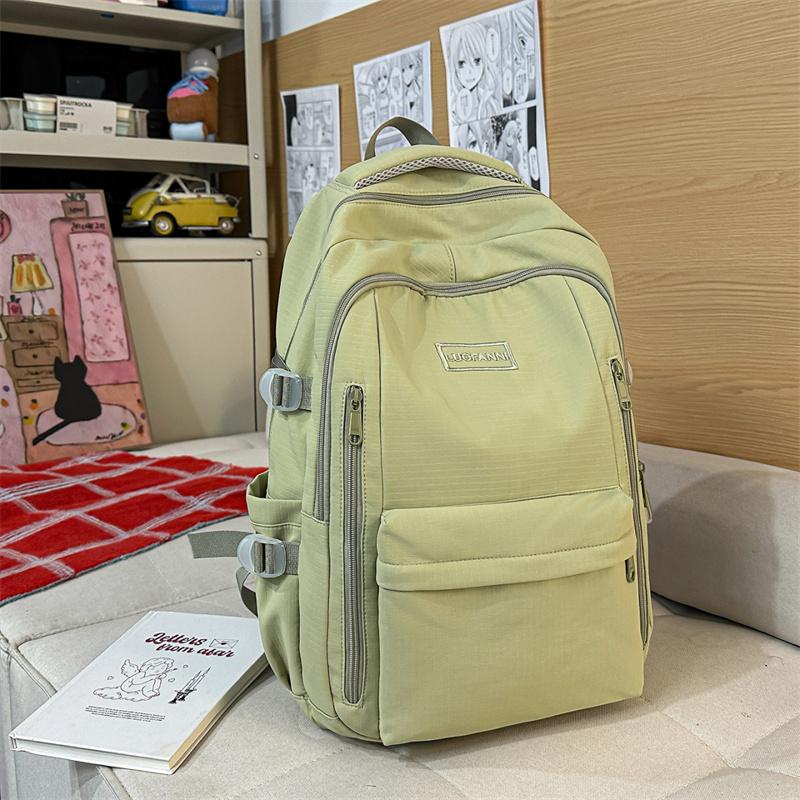 Solid Color Student Schoolbag Women's Large Capacity Backpack