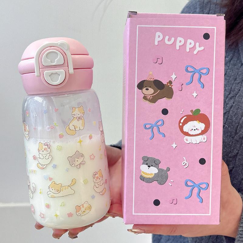 

Plastic Kids Cup With Straw And Cartoon Design For Childrens Hydration розовый