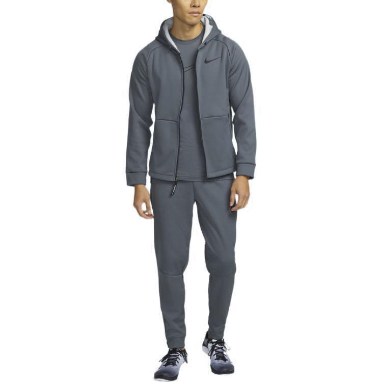 Nike Logo Print Zip-up Hooded Jacket Men Outerwear Gray DD2125-068