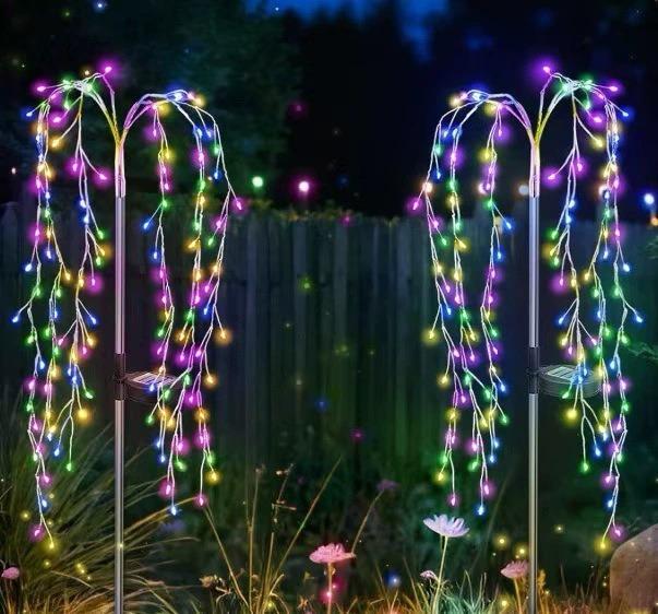 Outdoor Solar Garden Firework Lights LED Copper Wire Light Stake for Christmas Lawn Pathway Holiday Atmosphere Decoration