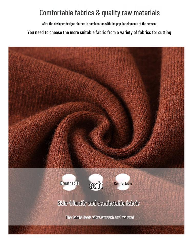 Stylish Plus Size Round Neck Knit Top for Middle-Aged Women - Mid-Sleeve Sweater