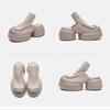Johnature Roman Style Women's Slip-on Platform Shoes Genuine Leather Retro Round Toe Outdoor Slippers