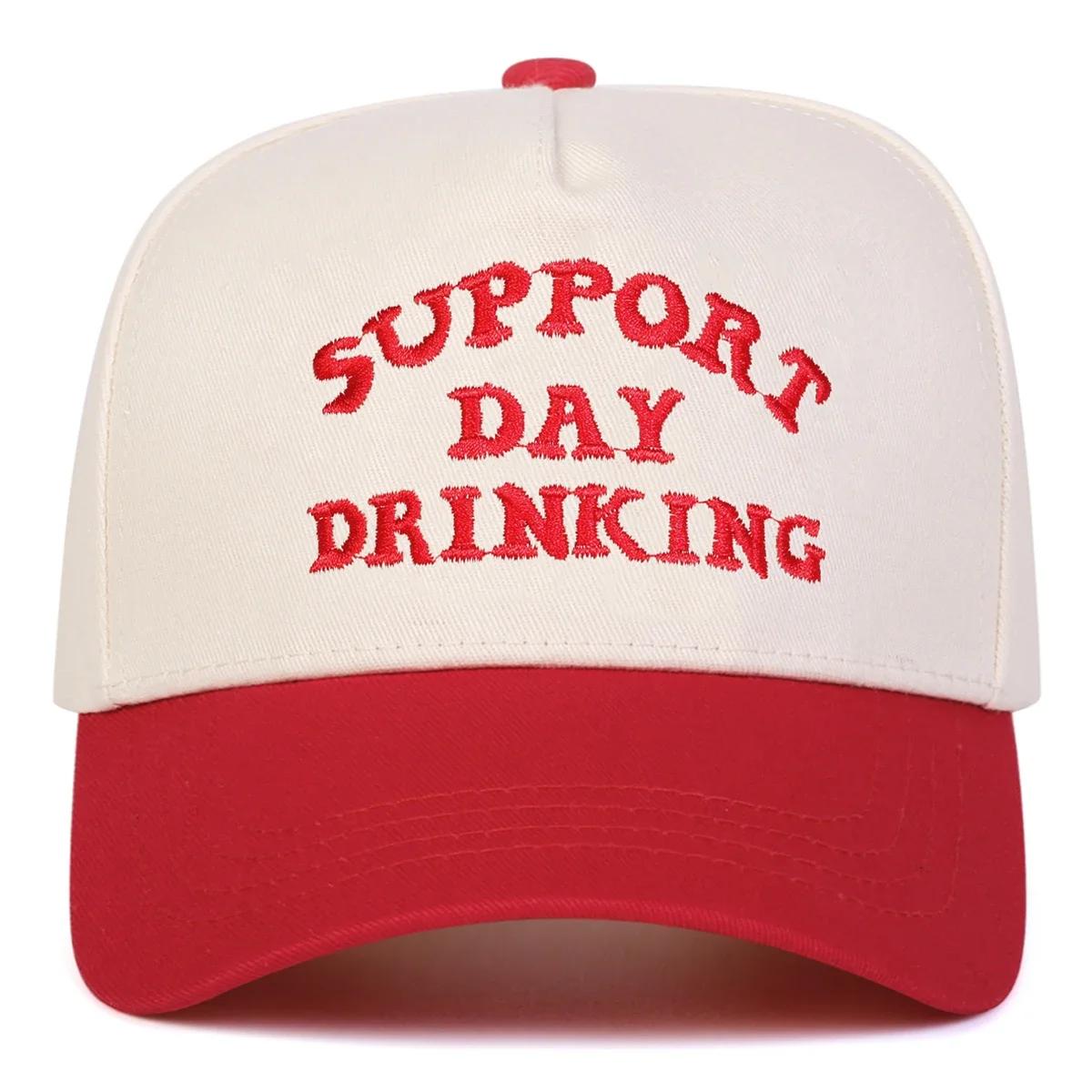 

Unisex SUPPORT DAY DRINKING Embroidery Baseball Caps Spring Autumn Outdoor Adjustable Casual Hats Sunscreen Hat Sports Cap