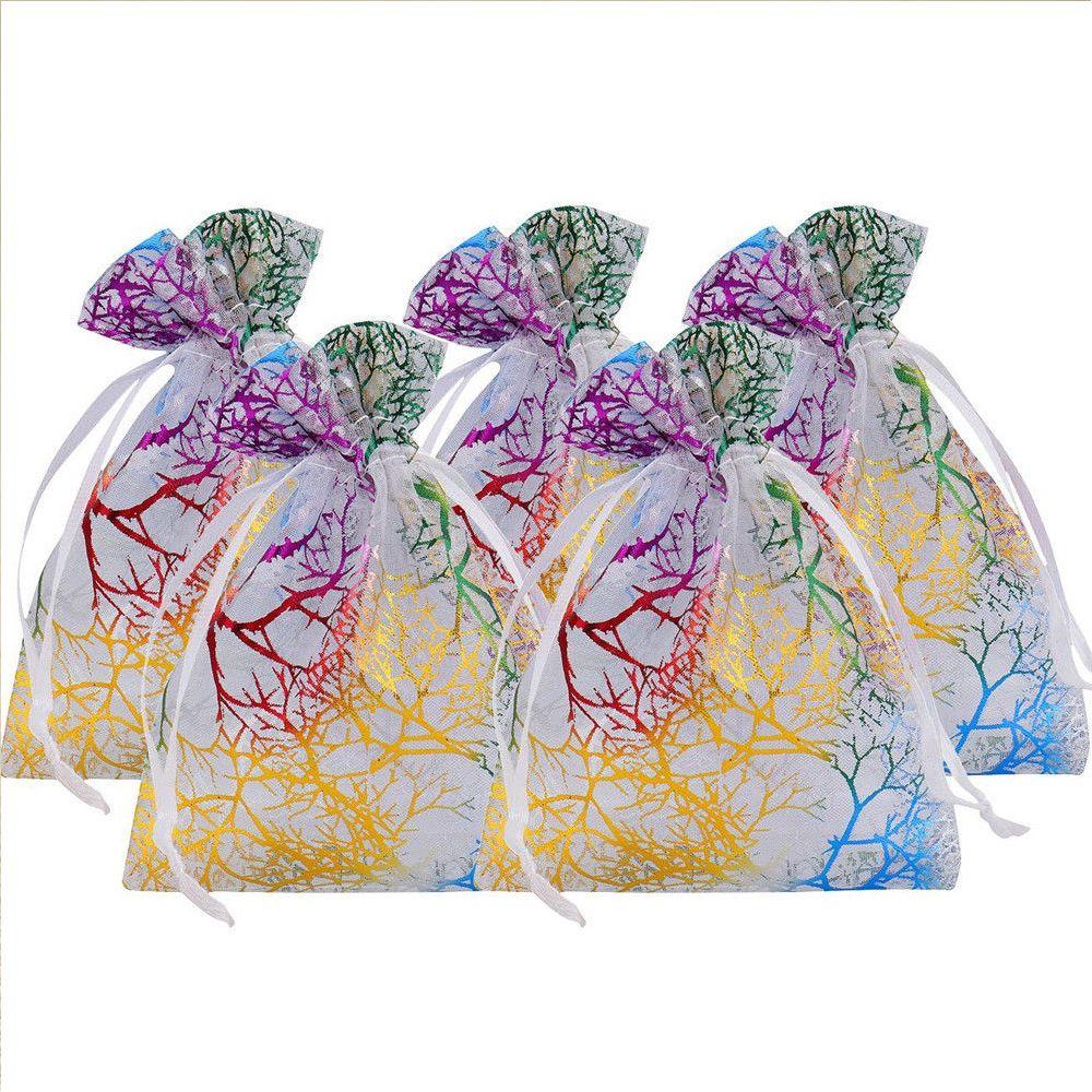 Wedding  Favor Wrapping Supplies Packaging Pouches Drawstring Candy Pouch Hot Stamping Organza Bag