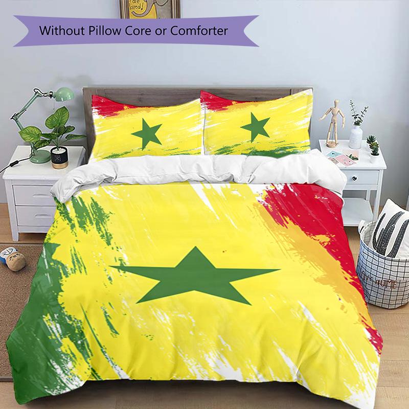 Senegal 3pcs Bedding Set Duvet Cover Closure Includes 1 Duvet Cover & 2 Pillowcases for All Seasons Bedroom Home Dorm Decor