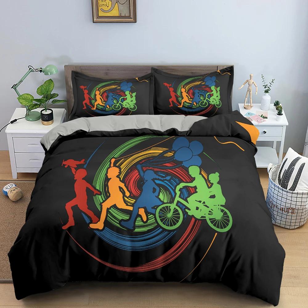 Sport Player King Queen Duvet Cover Skiing Action Bedding Set Teens Adults Extreme Sport Soft Black 2/3pcs Polyester Quilt Cover