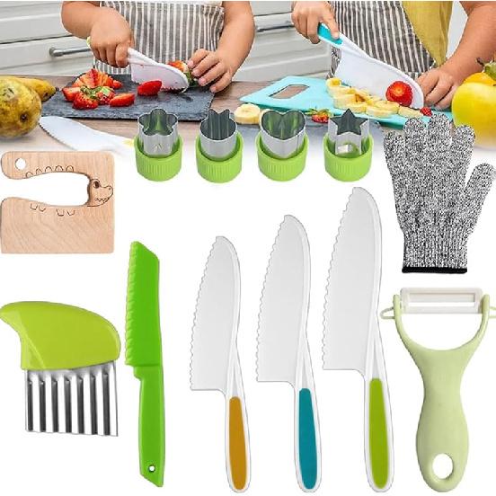 Ensiven Kid Safe Kitchen Set,Children-Safe Kitchen Set,Ensiven Kitchen Set,Montessori Kitchen Tools for Toddlers,Kid Safe Set for Real Cooking