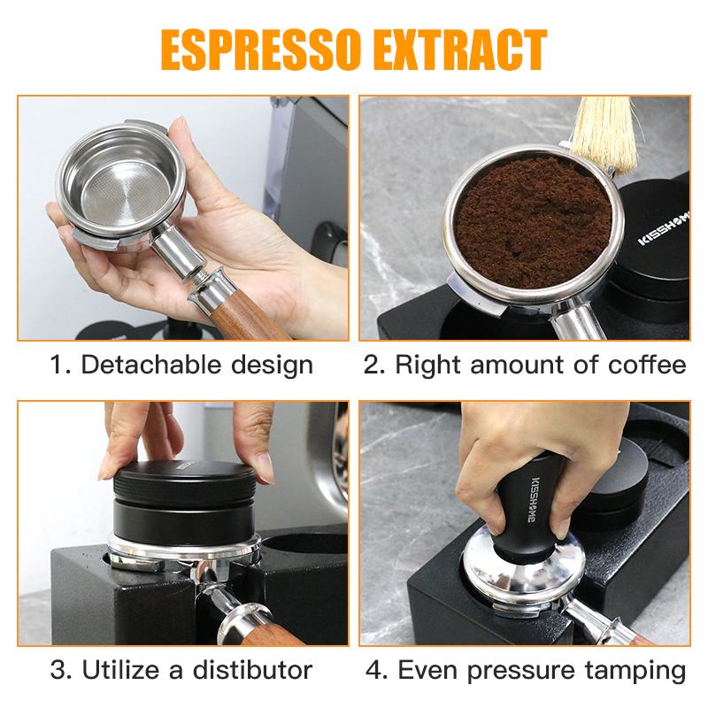 58MM bodenloser Siebträger Zwei-Ohren 2 Tassen Korb Holzgriff Für Nuova Simonelli Espressomaschine Kaffeemaschine Barista Werkzeuge