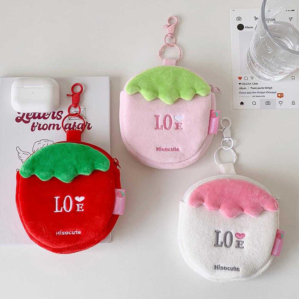 Rucksack Schlüsselanhänger Anhänger Miniatur Erdbeer Plüsch Münzbörse Kleine Kosmetiktasche Plüsch Kopfhörertasche Für Handtasche Rucksack Schule