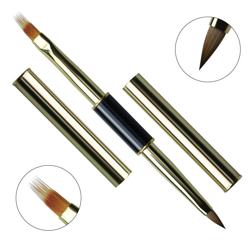Pinceau Nail Art Double Embout Lignes Liner DIY Peinture Poudre Liquide Acrylique Gel UV Extension Constructeur Stylo de Dessin Français