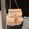 2025 New Fashion Small Fragrant Wind Rhombus Chain Backpack Femininity Versatile High Sense Multi-pocket Small Backpack