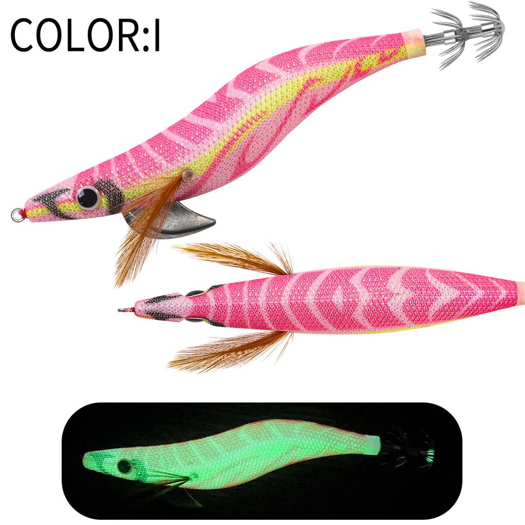 SWORDFISH Printed Luminous Wood Squid Lure Shrimp Artificial Hard Bait with Hooks for Sea Fishing and Lure Fishing
