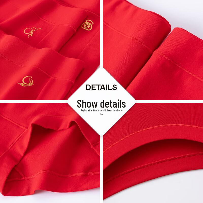 Ding Guagua Women's Cotton Lucky Red Briefs 3-Pack