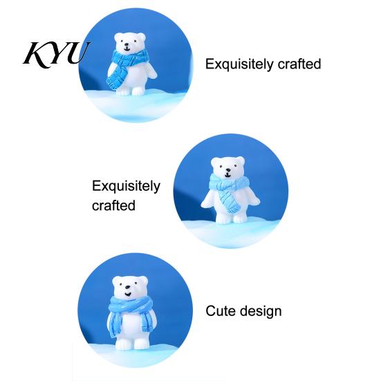 Blind Box Matching Accessories 4Pcs Polar Bear Micro Landscape Ornaments, Resin Miniature Figurines, Tiny Animal Holiday Gift Fillers Figurines