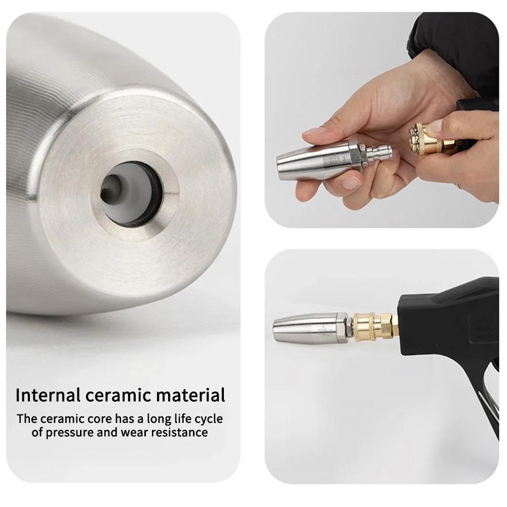 25/35/40/55mm Car Wash High Pressure Water Gun Nozzle Stainless Steel Lotus Nozzle 360° Rotating Rust Removing Quick Connector