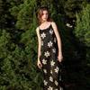 French Style Floral Strappy Midi Dress