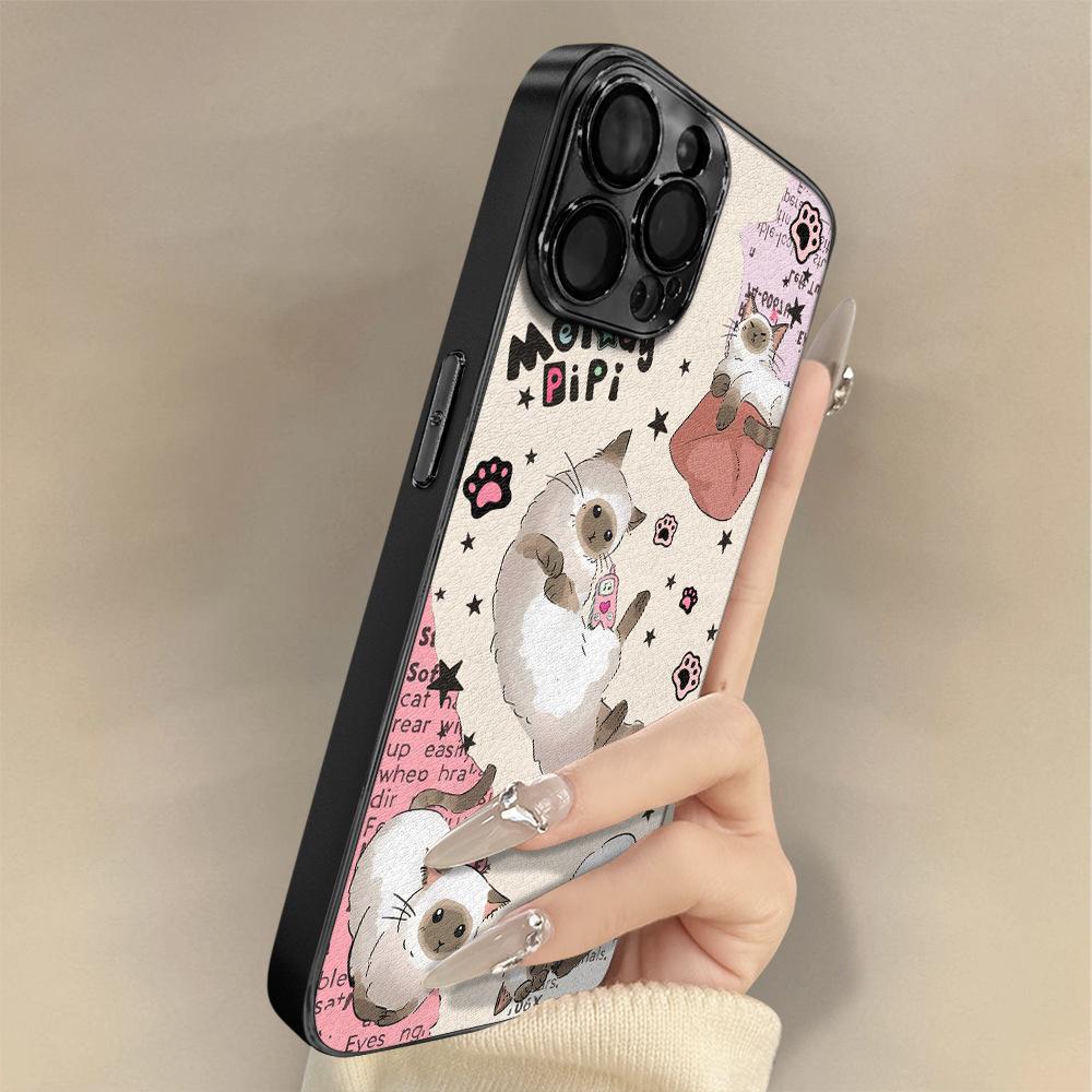 

Trendy Cool Cat for Apple 17 Promax Personality 16 New Style 15 Mobile Phone Case for IPhone 14 Mirror Creative 13 For Apple 7/For Apple 8