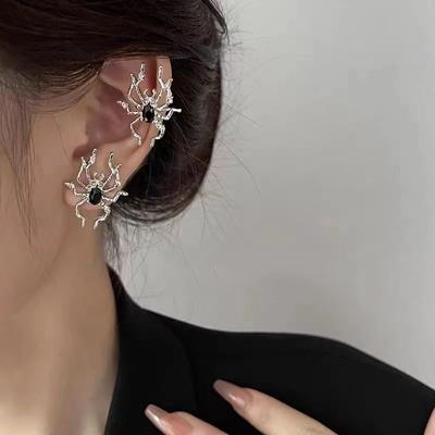 Liquid Spider Earrings Silver Minimalist Design Ear Bone Clips Punk Style Earrings for Women Female
