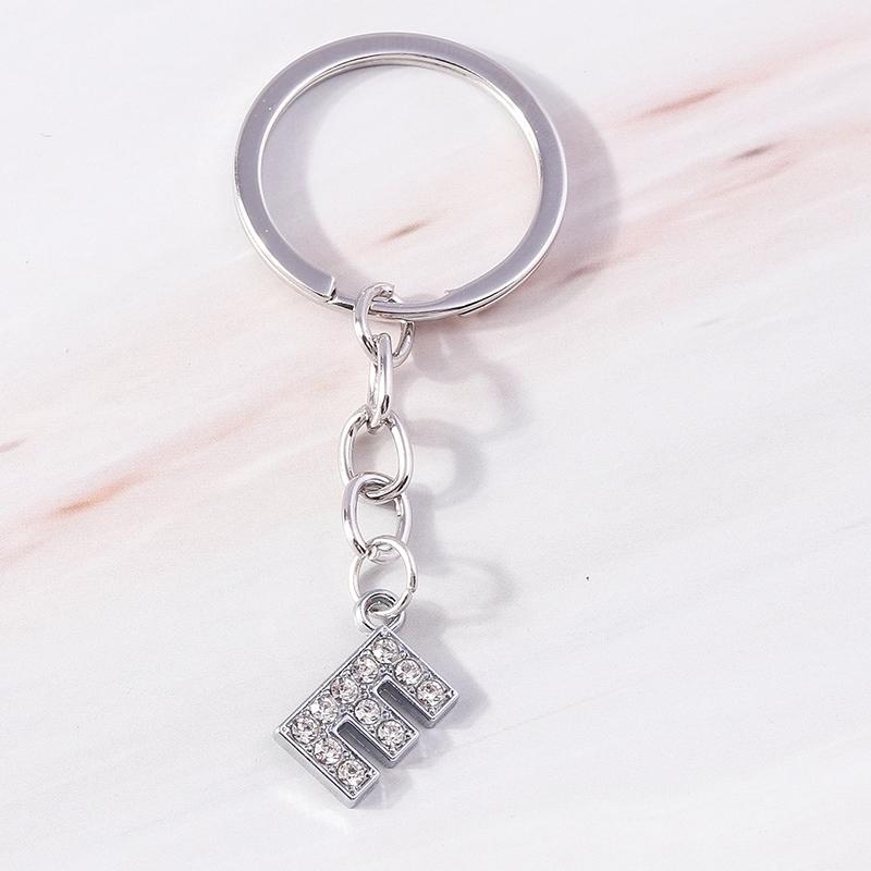 Fashion Initial 26 Letters A-Z Alphabet Keychain Rhinestone Key Ring Pendants for Car Key Bag Decor Charms DIY Accessories