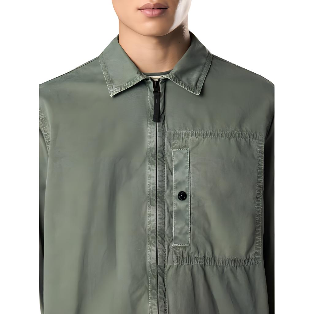 Stone Island Solid Color Badge Zip Collar Long Sleeve Jacket Men Jacket Light-Olive-Green K1S1512000-32S00WN-V0159