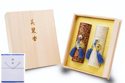 Incense In a Paulownia Two Types of Incense with Little Incense Stick Set with Sandalwood and Agarwood Packaging and Gift Furoshiki Packaging Incense