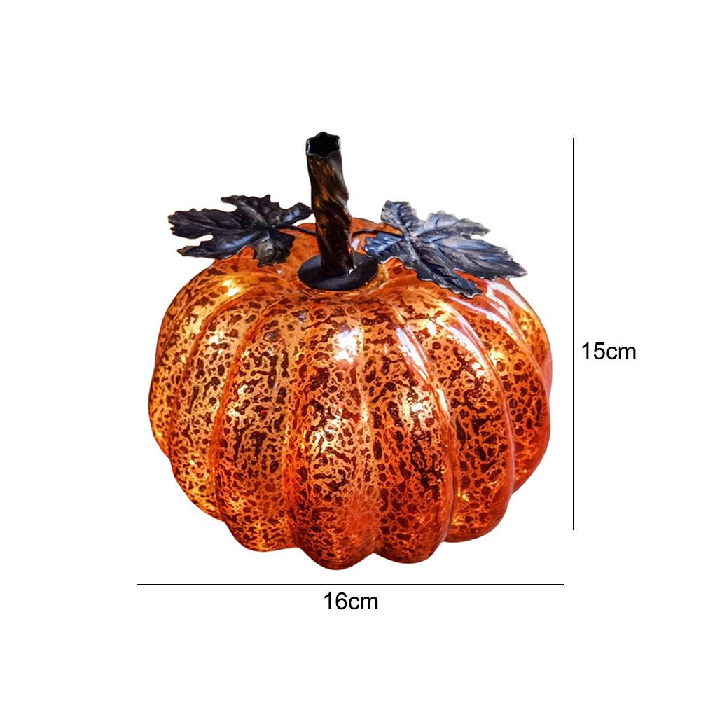 Halloween Artificial Glass Pumpkin with LED Lights Glass Decoration Halloween LED Lights Lamp Festive Atmosphere Decorations