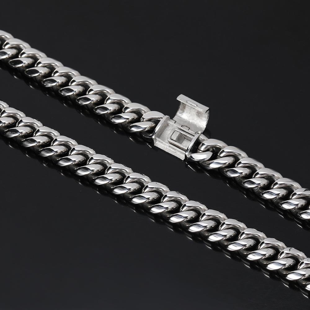 Stainless Steel Mens Curb Cuban Link Chain Width 8-14mm Miami Necklace No Tarnish& Durable Hip Hop Jewelry