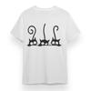 Women's T-shirt With Playful Trio Cats Graphic Unisex White Cotton Plus Size Tee