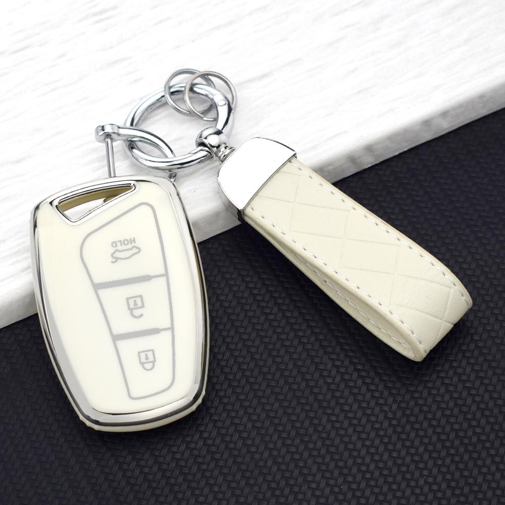 3 Buttons TPU Remote Key Case Cover Fob Shell For Hyundai Santa Fe 3DM Grand SantaFe IX45 Azera Grandeur HG Genesis G80 EQUUS