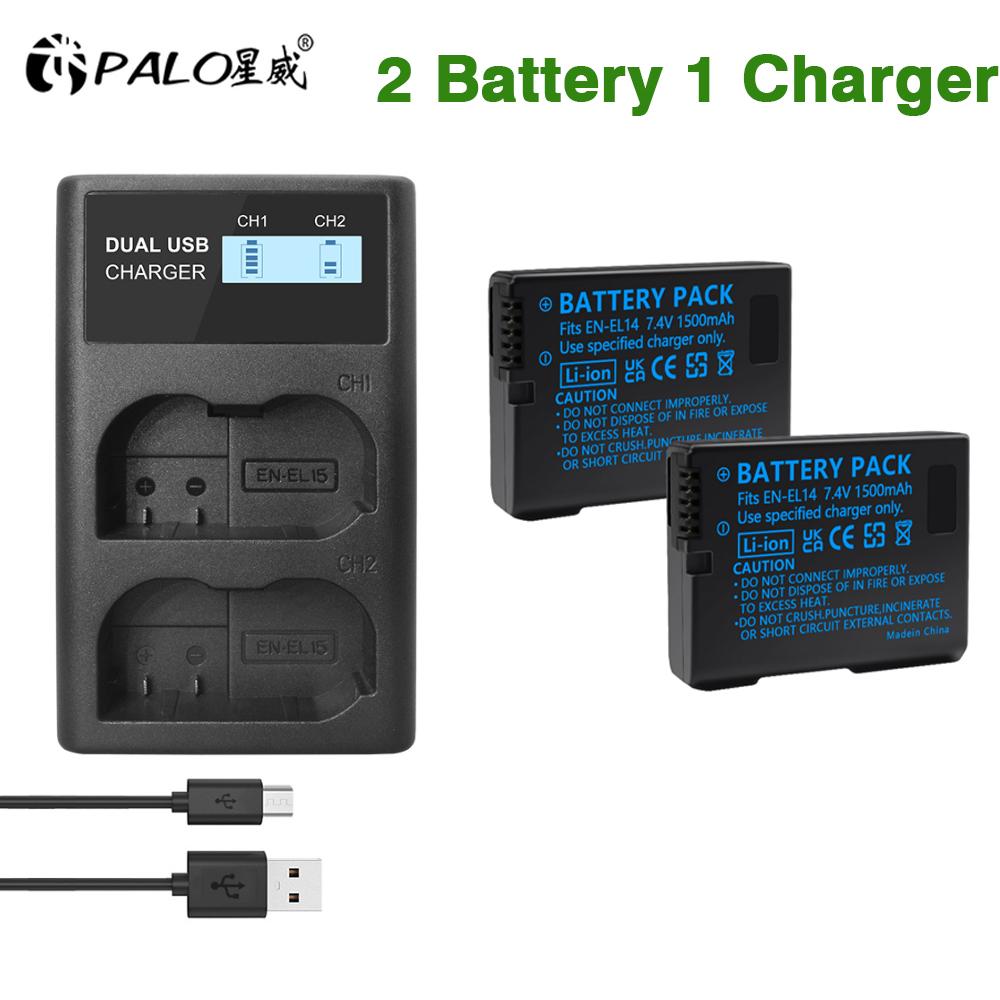 EN-EL14 EN EL14 EN-EL14a Battery +LCD Dual Charger for Nikon P7800 P7100 D3400 D5500 D5300 D5200 D3200 D3300 MH-24 D5600 D8000