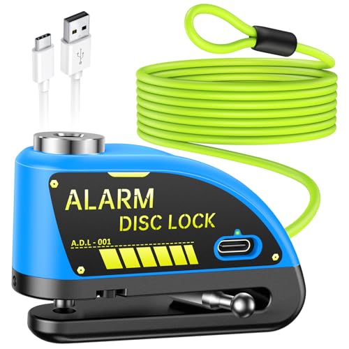 

ONVIAN Bike Lock перезаряжаемый мотоциклетный замок с сигнализацией 120 дБ и стальным кабелем Memo 1,8 м, штифт 7 мм для мотоцикла, велосипеда, электровелосипеда, скутера, мопеда