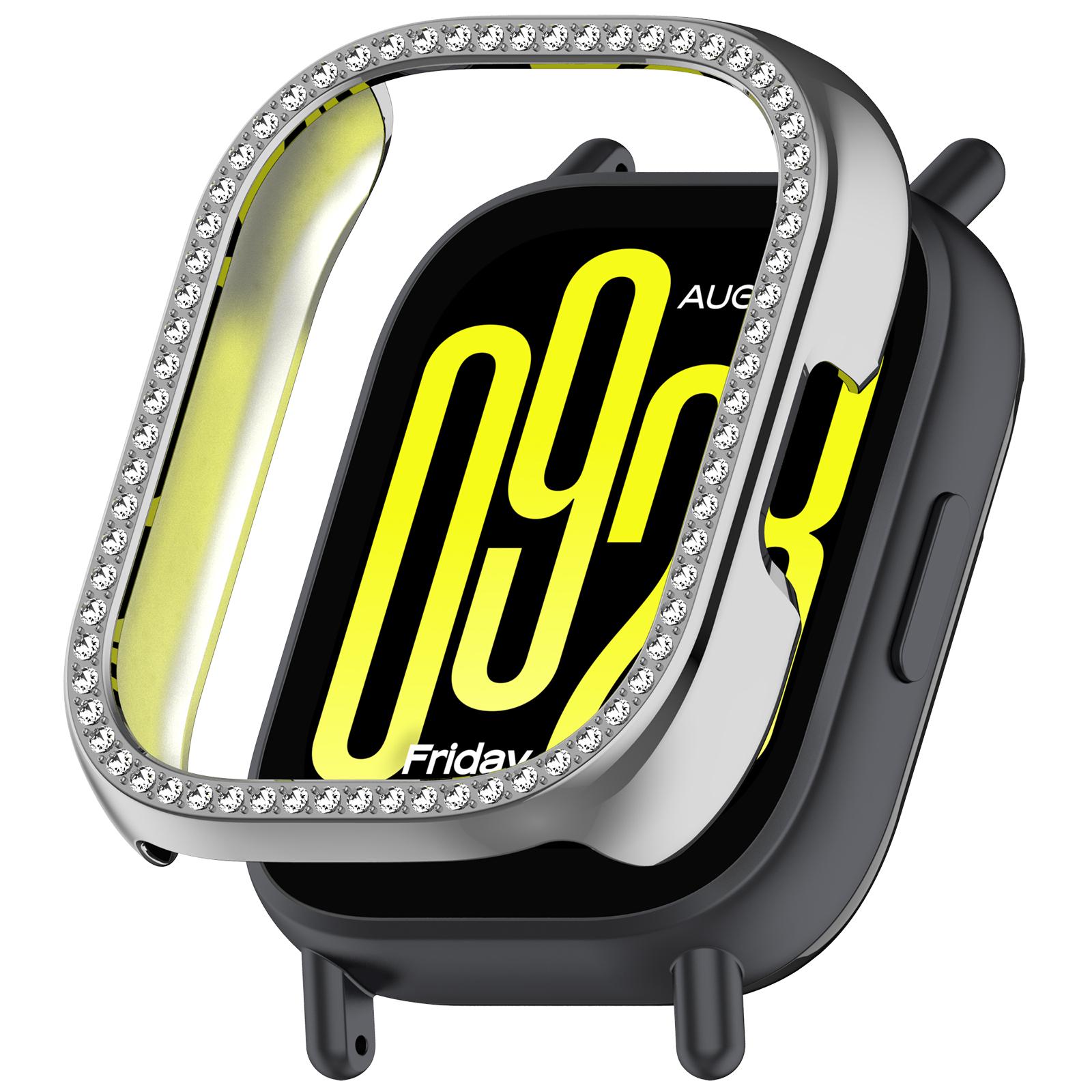 

Для Xiaomi Redmi Watch 5 Active Чохол для годинника Декор стразами Порожнистий Гальванічне покриття ПК Чохол для годинника Silver