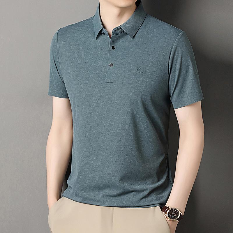 Polohemd Sommer Eis-Seide Reverskragen Kurzarm-Oberteil Herren Sommer Casual Kurzarm-T-Shirt