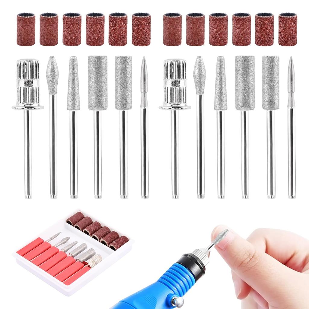 Nail Drill Bits Set of 2, Professional Nail Art Tools Set, Mini Sanding Bands for Manicure Salon, Drill Bits, Sanding Bands for Salons (COLOR:12 Pcs)