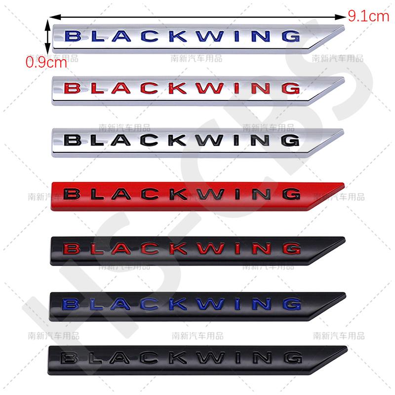 1Pc 3D Metal BLACK WING Badge Rear Trunk Emblem Decal Auto Body Door Fender Logo Tailgate Car Stickers Styling Accessories
