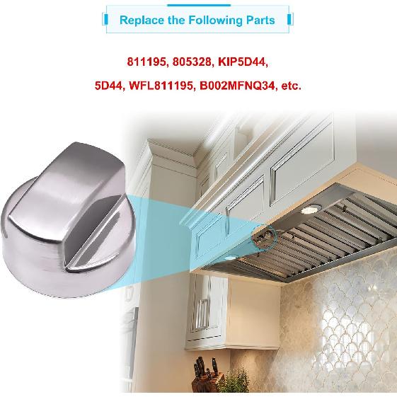 YMDparts Wolf Range Hood Knob Replacement 811195 805328 KIP5D44 5D44 B002MFNQ34 Ventilation Hood Knob for Sub-Zero Wolf (3 Pack)